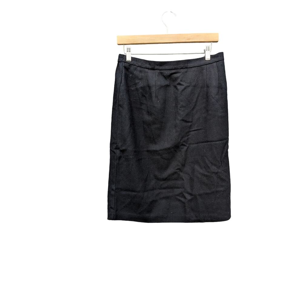 Preppy Vintage Wool Academia Knee Length Black Pencil Skirt L 12 Office School